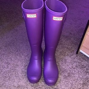 Purple tall hunter boots
